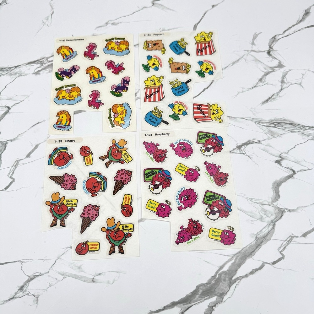 Vintage Trend Scratch & Sniff Stinky Sticker Sheets Sweet Dreams Popcorn Matte